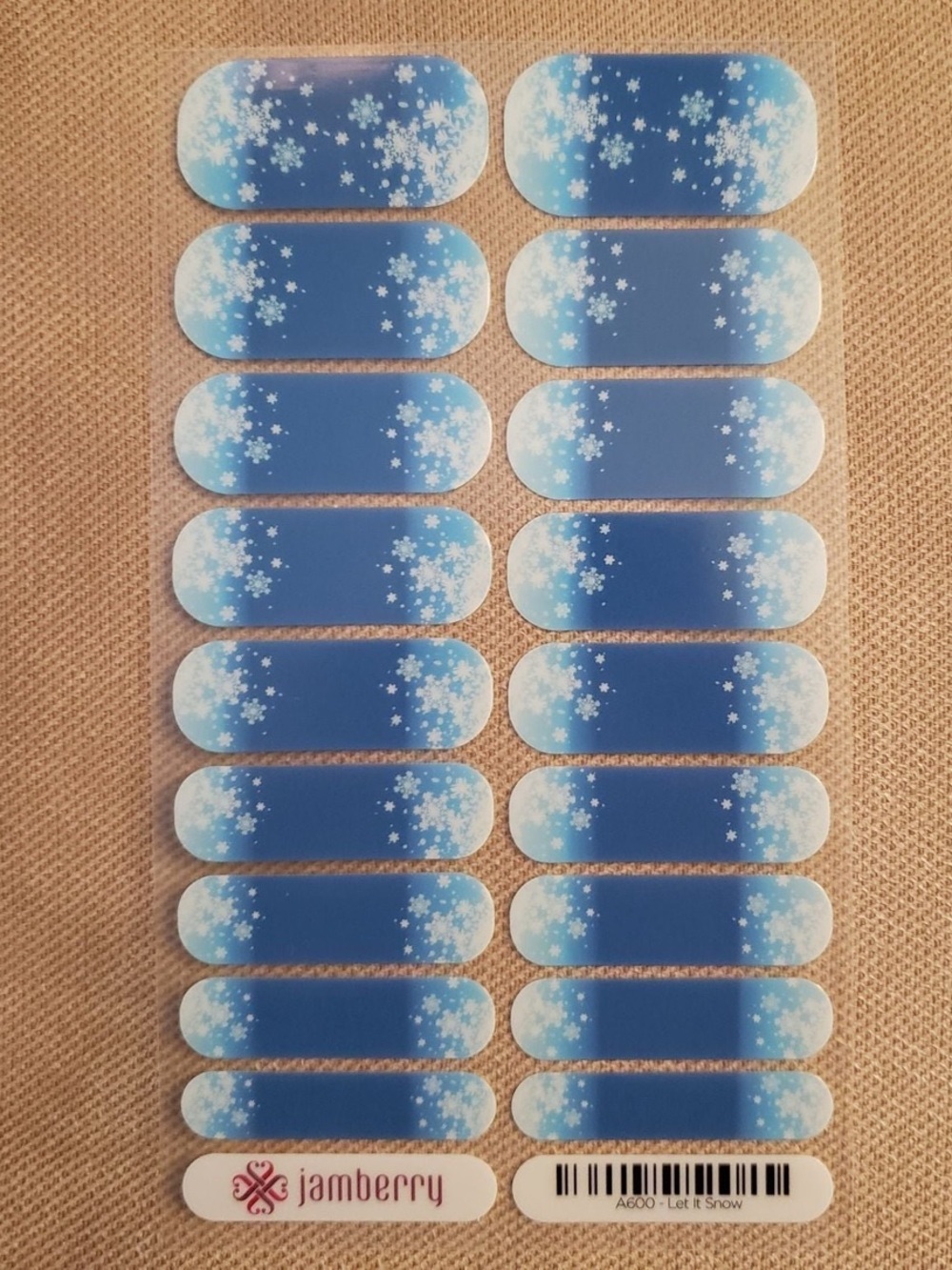 Jamberry Nail Wraps Full Sheet Let it Snow A600 Snowflake Blue White